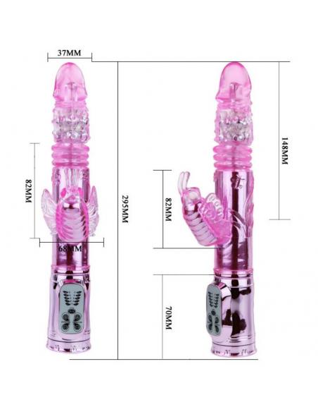 Baile - vibrador recargable con rotacion y estimulador throbbing butterf