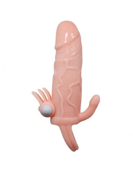 Baile - brave man funda pene anal y clitoris vibrador 16.5 cm natural