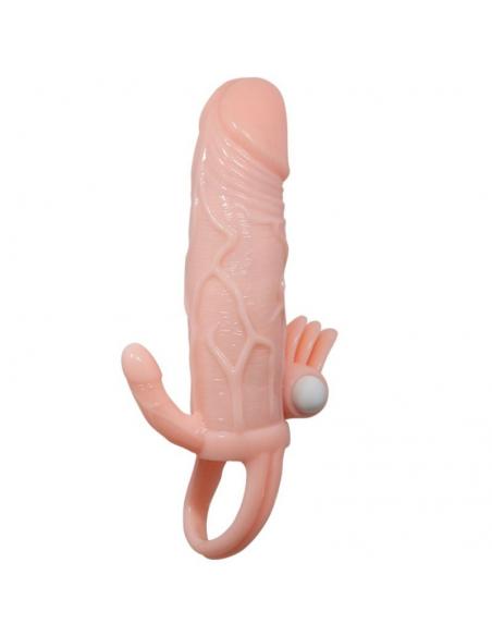 Baile - brave man funda pene anal y clitoris vibrador 16.5 cm natural
