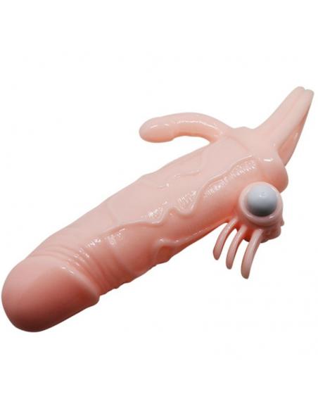 Baile - brave man funda pene anal y clitoris vibrador 16.5 cm natural
