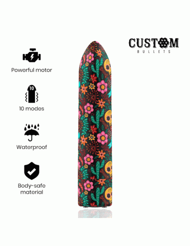 Custom bullets - bala recargable skull 10 intensidades