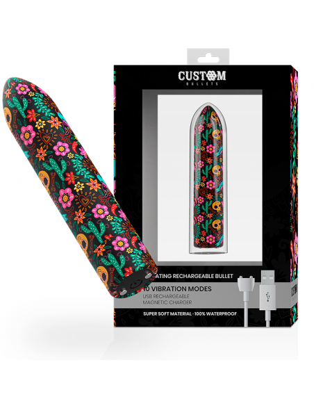 Custom bullets - bala recargable skull 10 intensidades