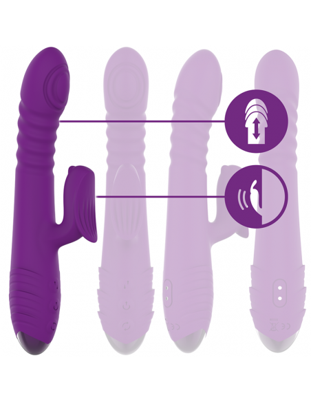 Intense - iggy vibrador multifunción recargable up & down con estimulador de clitoris morado