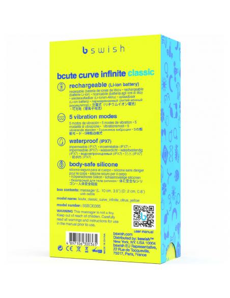 B swish - bcute curve infinite classic vibrador recargable silicona amarillo