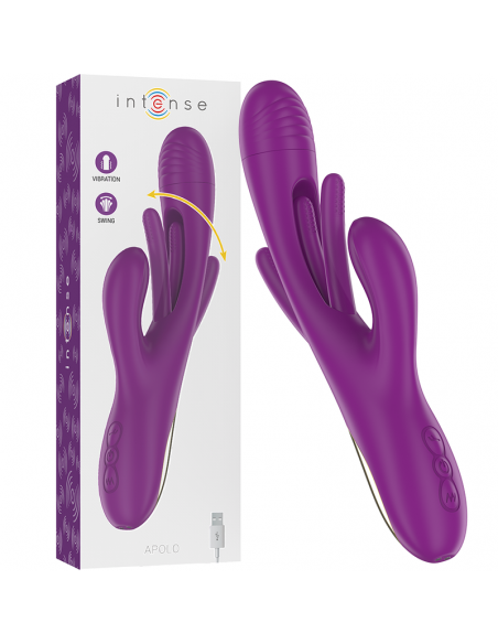 Intense - apolo vibrador multifunción recargable 7 vibraciones con lengua oscilante morado