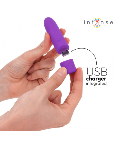 Intense - symone bala vibradora recargable por usb 8 vibraciones morado 10 x 2.2 cm