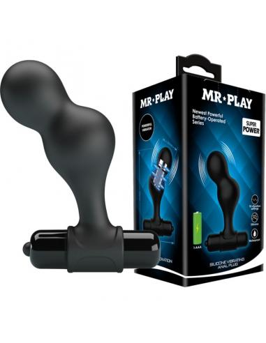 Mr play - plug anal vibrador de silicona negro