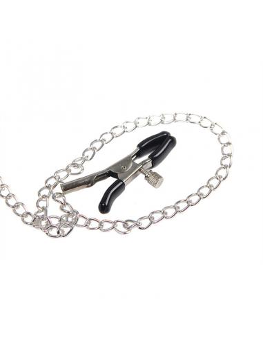 Subblime - 953720 pinzas para el pecho con correa de cuero bondage negro talla única
