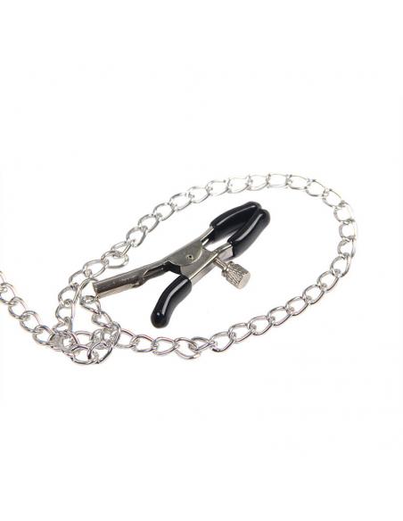 Subblime - 953720 pinzas para el pecho con correa de cuero bondage negro talla única