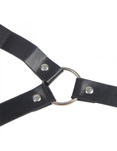 Subblime - 953720 pinzas para el pecho con correa de cuero bondage negro talla única