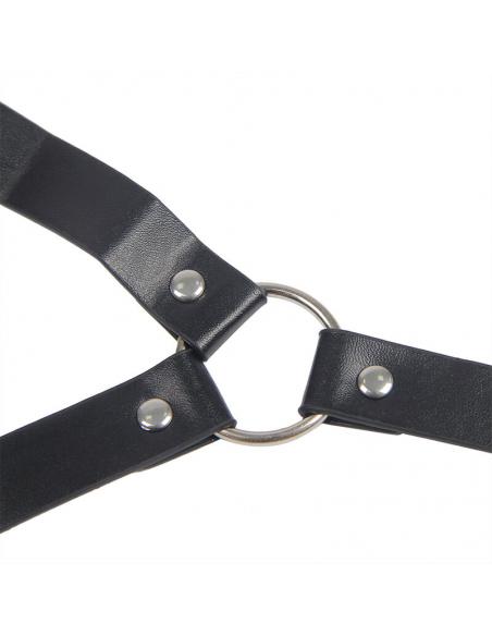 Subblime - 953720 pinzas para el pecho con correa de cuero bondage negro talla única