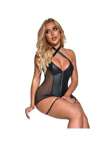 Subblime - 954444 vestido sexy de rejilla cuero negro s/m