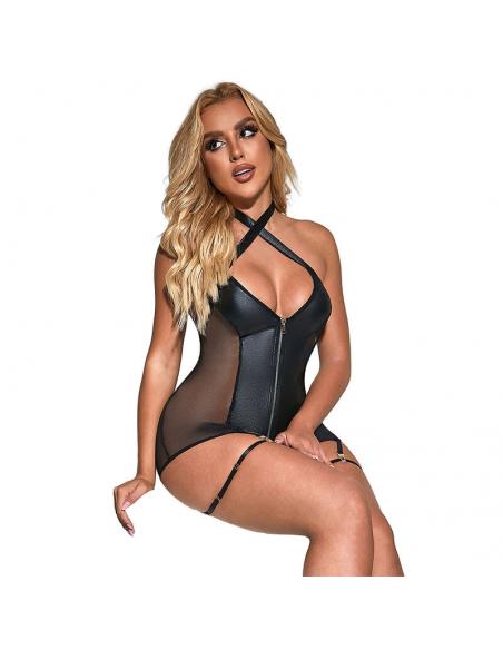Subblime - 954444 vestido sexy de rejilla cuero negro s/m