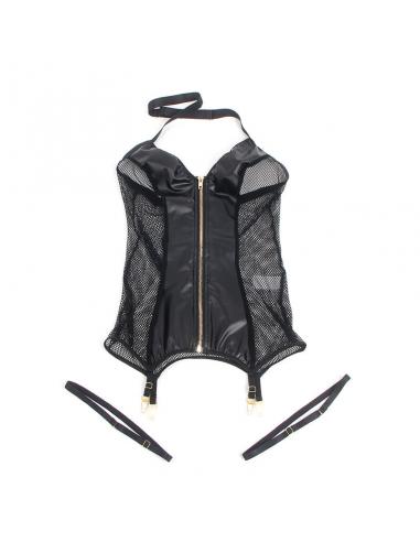 Subblime - 954444 vestido sexy de rejilla cuero negro s/m