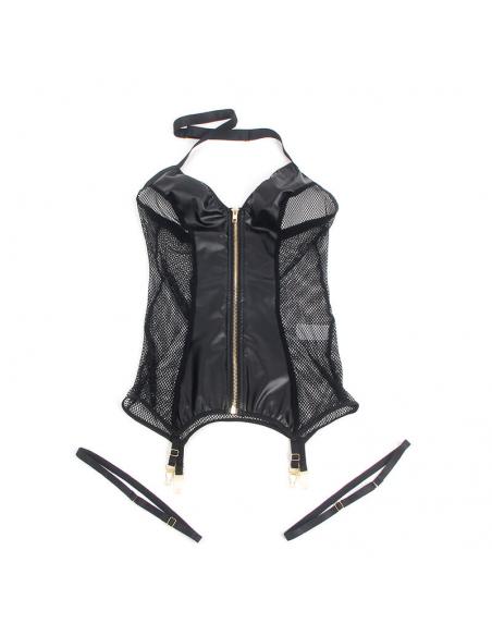 Subblime - 954444 vestido sexy de rejilla cuero negro s/m
