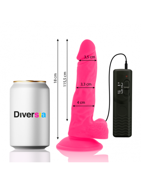 Diversia - dildo flexible con vibración rosa 18 cm -o- 4 cm