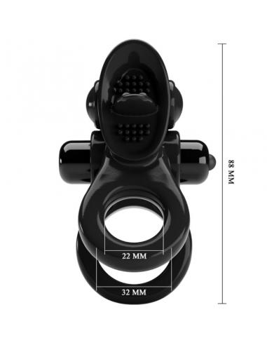 Pretty love - passionate ring doble anillo vibrador + estimulador clítoris negro