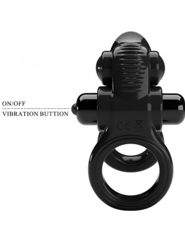 Pretty love - passionate ring doble anillo vibrador + estimulador clítoris negro