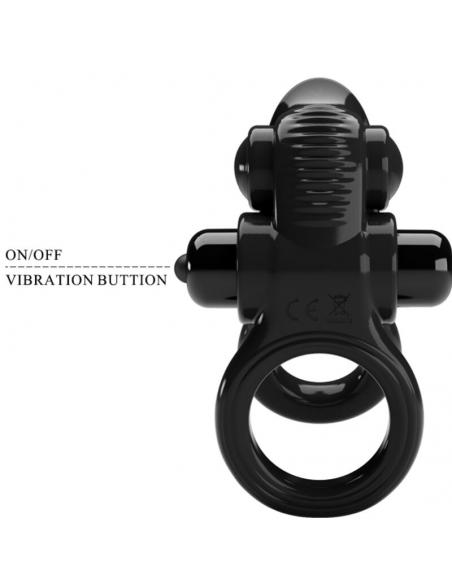 Pretty love - passionate ring doble anillo vibrador + estimulador clítoris negro