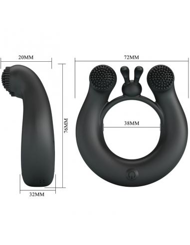 Pretty love - dahlia anillo vibrador + estimulador de clítois 12 vibraciones negro