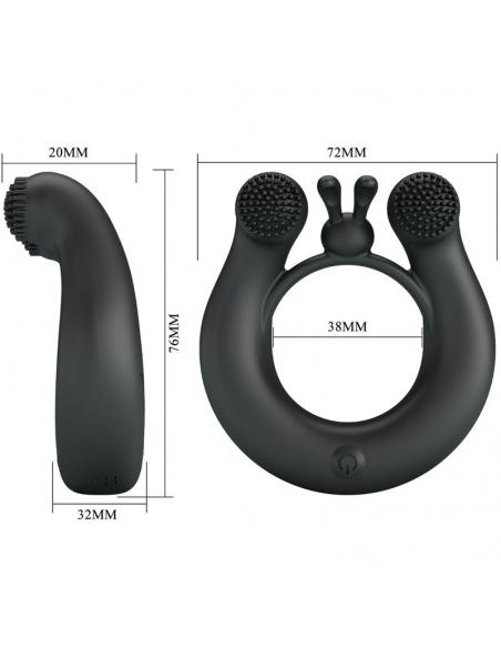Pretty love - dahlia anillo vibrador + estimulador de clítois 12 vibraciones negro