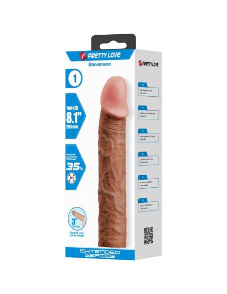 Pretty love - stevenson funda pene con extensión de 7.6 cm mulato