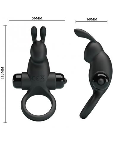 Pretty love - anillo vibrador + estimulador rabbit clítoris 10 vibraciones negro