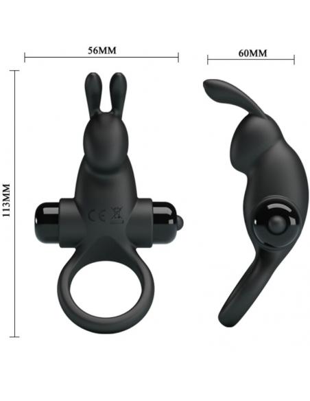 Pretty love - anillo vibrador + estimulador rabbit clítoris 10 vibraciones negro