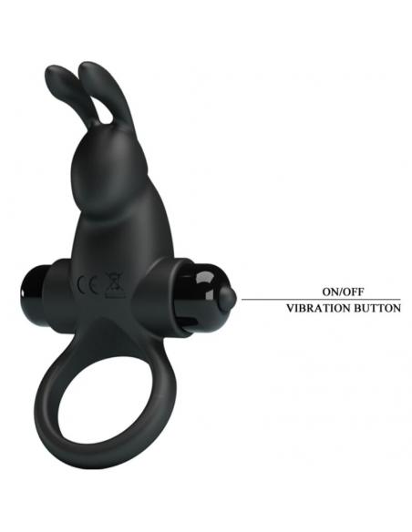 Pretty love - anillo vibrador + estimulador rabbit clítoris 10 vibraciones negro