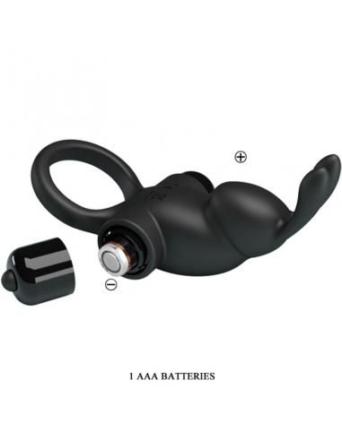 Pretty love - anillo vibrador + estimulador rabbit clítoris 10 vibraciones negro