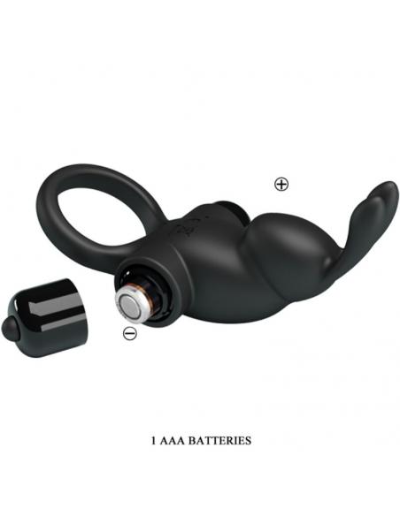 Pretty love - anillo vibrador + estimulador rabbit clítoris 10 vibraciones negro