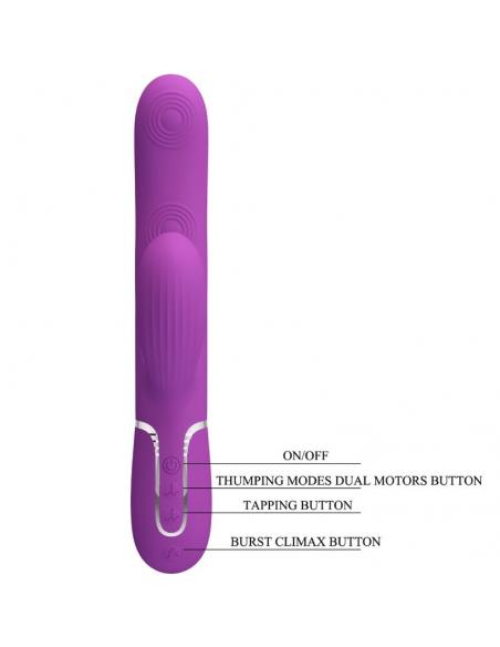 Pretty love - perlita vibrador rabbit multifunción 3 en 1 morado