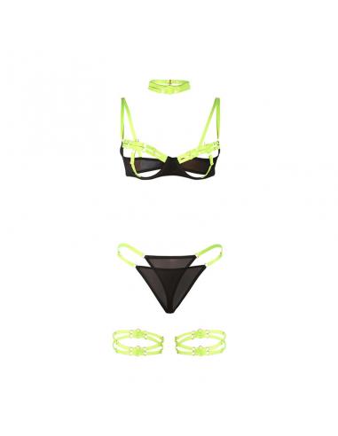 Subblime - 955281 set sujetador con collar y detalles para piernas verde fluorescente l/xl