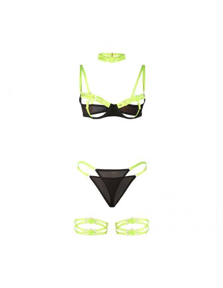 Subblime - 955281 set sujetador con collar y detalles para piernas verde fluorescente l/xl