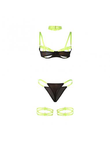 Subblime - 955281 set sujetador con collar y detalles para piernas verde fluorescente l/xl