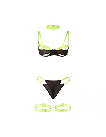 Subblime - 955281 set sujetador con collar y detalles para piernas verde fluorescente l/xl
