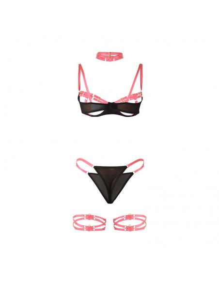 Subblime - 955304 set sujetador con collar y detalles para piernas rosa fluorescente l/xl