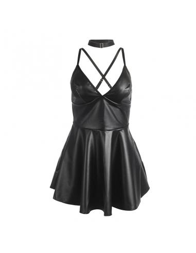 Subblime - 955373 vestido con tirantes de cuero negro s/m