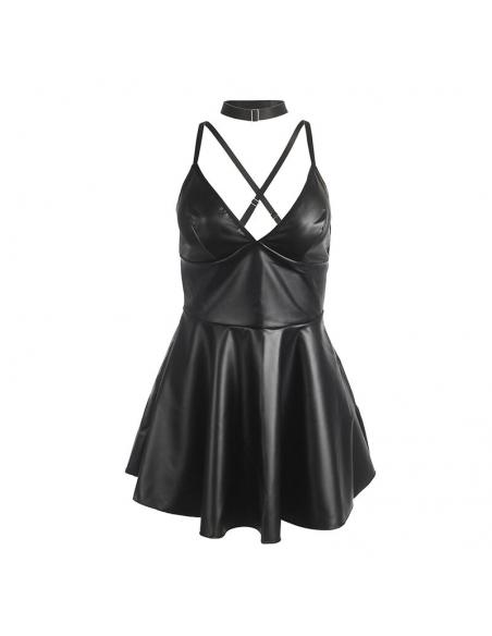 Subblime - 955373 vestido con tirantes de cuero negro s/m