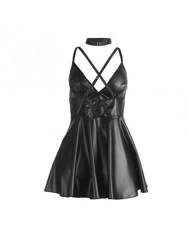 Subblime - 955373 vestido con tirantes de cuero negro s/m