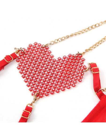 Subblime - 955519 conjunto sujetador con cadenas y corazón de malla rojo s/m