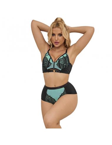Subblime - 955564 conjunto sujetador con cremallera de malla de charol verde l/xl