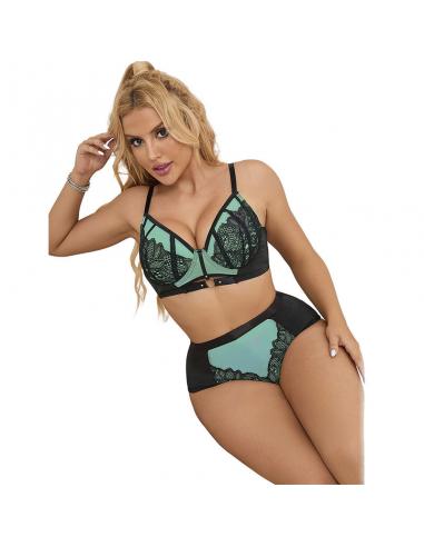 Subblime - 955564 conjunto sujetador con cremallera de malla de charol verde l/xl