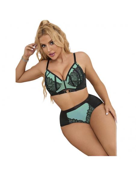 Subblime - 955564 conjunto sujetador con cremallera de malla de charol verde l/xl
