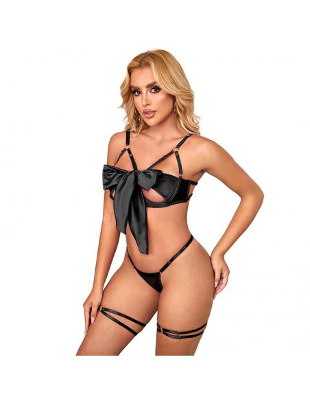 Subblime - 955199 set sujetador con lazo negro ajustable s/m