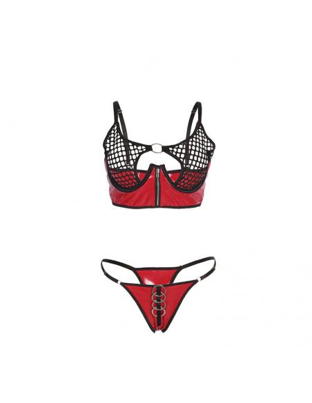 Subblime - 955540 conjunto sujetador con cremallera de malla de charol rojo l/xl