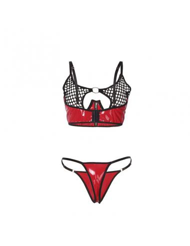 Subblime - 955540 conjunto sujetador con cremallera de malla de charol rojo l/xl