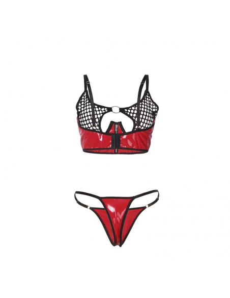 Subblime - 955540 conjunto sujetador con cremallera de malla de charol rojo l/xl