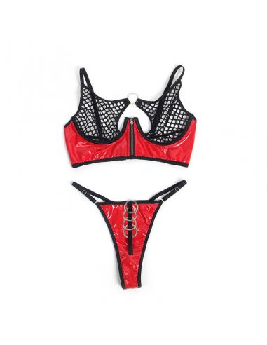 Subblime - 955540 conjunto sujetador con cremallera de malla de charol rojo l/xl