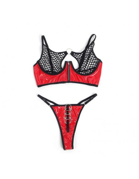 Subblime - 955540 conjunto sujetador con cremallera de malla de charol rojo l/xl